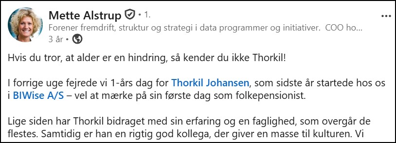 CEO Mette Alstrup post on LinkedIn